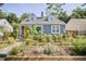 Charming two-story home with blue siding, a yellow front door, and a beautifully landscaped yard at 216 Northwood Cir, Durham, NC 27701