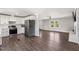 Open concept floor plan joins the updated kitchen with the bright and airy living room at 224 Grameta Ln, Lillington, NC 27546
