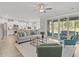 Open-concept living room flows into the kitchen and features access to the outdoor screened-in patio at 23 W Victoria Ridge Dr # 33, Selma, NC 27576