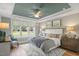 Comfortable main bedroom with tray ceiling, large windows, and soft natural light at 23 W Victoria Ridge Dr # 33, Selma, NC 27576