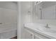 Bright bathroom featuring a vanity and a shower-tub combo at 236 Katie Dr, Rocky Mount, NC 27803