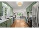Well-lit kitchen with a view of the dining room and modern appliances at 2504 W Club Blvd, Durham, NC 27705