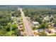 An aerial view captures the houses and community surrounded by green trees at 3649 Guess Rd, Durham, NC 27705
