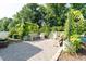 Lush backyard featuring gravel seating area and raised garden beds at 365 Jorpaul Dr, Wake Forest, NC 27587