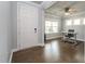 Inviting foyer with hardwood floors and access to an office with bright natural light at 365 Jorpaul Dr, Wake Forest, NC 27587