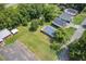 Charming home with new roof, set on a spacious lot with mature trees, visible from an aerial perspective at 408 N Fourth/ 4Th St, Mebane, NC 27302