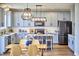 Modern kitchen featuring gray cabinets, stainless steel appliances, and an island with bar seating at 418 Magna Dr, Durham, NC 27703