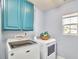 Well-equipped laundry area with modern washer and dryer; painted cabinets at 418 Magna Dr, Durham, NC 27703