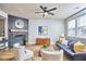 Inviting living room featuring a fireplace, modern decor, and comfortable seating arrangement at 418 Magna Dr, Durham, NC 27703
