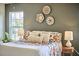 Comfortable main bedroom with neutral decor, ample natural light, and bedside tables at 418 Magna Dr, Durham, NC 27703