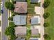 Birds eye of neighborhood homes with private yards and driveways at 444 Claremont Dr, Chapel Hill, NC 27516