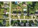 Overhead aerial shot of a residential area showcasing manicured lawns and swimming pools at 456 Majestic Oak Dr, Garner, NC 27529