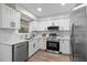Modern kitchen features white cabinets, stainless steel appliances, and stylish countertops at 5721 Meadow, Knightdale, NC 27545
