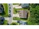 A bird's eye view showcases this house with a neatly manicured lawn at 5818 Myakka Ct, Raleigh, NC 27616
