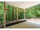 Covered back patio offering a serene outdoor space, perfect for relaxation and entertaining at 601 Wofford Rd, Durham, NC 27707