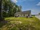 Expansive backyard with well-maintained lawn, patio, fence, and abundant trees at 710 Country Rd, Middlesex, NC 27557