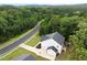 An aerial view of a new home with a well-maintained lawn and an attached three-car garage at 720 The Parks Dr, Pittsboro, NC 27312