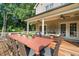 Spacious covered back patio featuring ample seating and dining areas overlooking the yard at 7713 Summercrest Dr, Apex, NC 27539