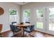A cozy dining area with a round table, seating for four, and views of the backyard at 1103 Mallory Ln, Durham, NC 27713