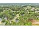 A scenic aerial view showcases a lush, wooded neighborhood with manicured lawns and winding streets at 1120 Colonial Club Rd, Wake Forest, NC 27587