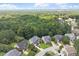 Aerial view of homes with well-maintained lawns and mature trees in a quiet, suburban neighborhood at 1153 Litchborough Way, Wake Forest, NC 27587
