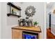 Coffee station with built in mini fridge with ice blue lighting at 11619 Appaloosa W Run, Raleigh, NC 27613
