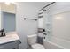 Well-maintained bathroom with shower, toilet, sink, and modern fixtures at 133 Black Cloud Dr, Louisburg, NC 27549
