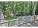 Wood fence surrounding backyard with wooded view at 18 Clearwater Dr, Durham, NC 27707