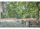 Expansive deck area with a view of the landscaped backyard at 18 Clearwater Dr, Durham, NC 27707