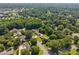 Aerial view of the neighborhood with mature trees surrounding well-manicured lawns at 1926 Downing Dr, Burlington, NC 27215