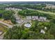 Aerial view of a residential community pool surrounded by green space and mature trees at 2006 Leo Dr, Apex, NC 27502