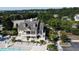 Aerial view of the clubhouse with spacious patio and swimming pool at 205 Bog Hill Ln, Cary, NC 27519
