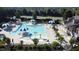 Aerial shot of large community pool with water features and lounge seating at 205 Bog Hill Ln, Cary, NC 27519