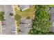 A birdseye view of townhomes, parking areas, and greenery at 2213 Alpine Rd, Durham, NC 27707