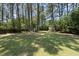 Expansive backyard with lush green grass, mature trees, and a secluded, serene setting for outdoor enjoyment at 2704 Farnborough Rd, Raleigh, NC 27613