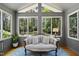 Bright sunroom with large windows offering beautiful views of the surrounding greenery, a tranquil space at 2704 Farnborough Rd, Raleigh, NC 27613