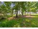 The beautiful backyard has mature trees offering plenty of shade and privacy at 4111 Branchwood Dr, Durham, NC 27705