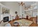 Inviting living room with fireplace, high ceilings, and plenty of natural light at 500 Chandler Grant Dr, Cary, NC 27519