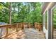 View from the wooden deck overlooking backyard at 508 Bolin Creek Dr, Carrboro, NC 27510