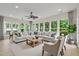 Bright, open living room with a large sectional sofa, many windows, and modern decor at 606 Corrigan Way, Cary, NC 27519