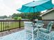 Open deck with blue rug and cushioned seating overlooks a spacious yard with a fire pit at 635 Raymond Dr, Wendell, NC 27591