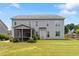 Exterior home view showing a screened-in porch and spacious backyard at 6901 Rex Rd, Holly Springs, NC 27540