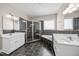 Main bathroom with a separate walk-in shower and tub, and dual sink vanity at 6965 Ogburn Farms Dr, Willow Springs, NC 27592