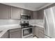 Modern kitchen features stainless steel appliances, granite countertops, and ample cabinet space at 1010 Nicholwood Dr # 301, Raleigh, NC 27605