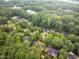 Wide aerial view of neighborhood showcasing mature trees and a canopy at 105 Bathgate Ln, Cary, NC 27513
