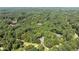 Aerial view of a secluded home nestled amongst a dense canopy of lush trees and foliage at 12201 Lockhart Ln, Raleigh, NC 27614
