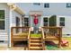 Charming back deck with outdoor seating, perfect for relaxation and enjoying the outdoors at 1321 White Spruce Dr, Willow Springs, NC 27592