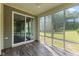 Enclosed sunroom featuring wood-look flooring and an outdoor view at 1705 Bodwin Ln, Apex, NC 27502