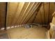 Unfinished attic space with exposed beams, plywood subflooring, and potential for future expansion and customization at 190 Whistlers Cv, Louisburg, NC 27549