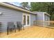 New back deck with two chairs provides backyard view at 204 Valley Ct, Selma, NC 27576